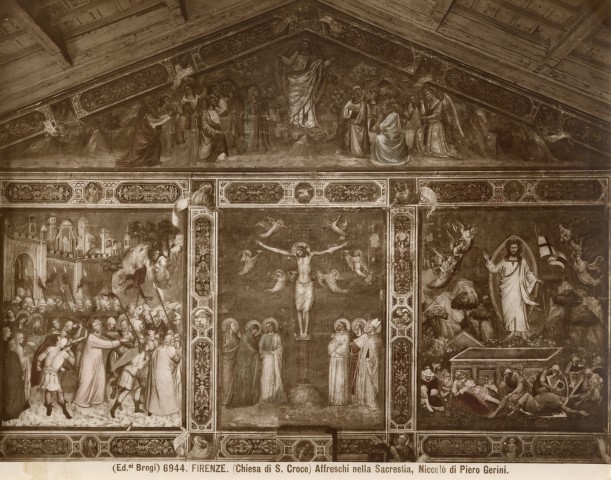 Brogi — Firenze. (Chiesa di S. Croce) Affreschi nella Sacrestia, Niccolò di Pietro Gerini. — insieme